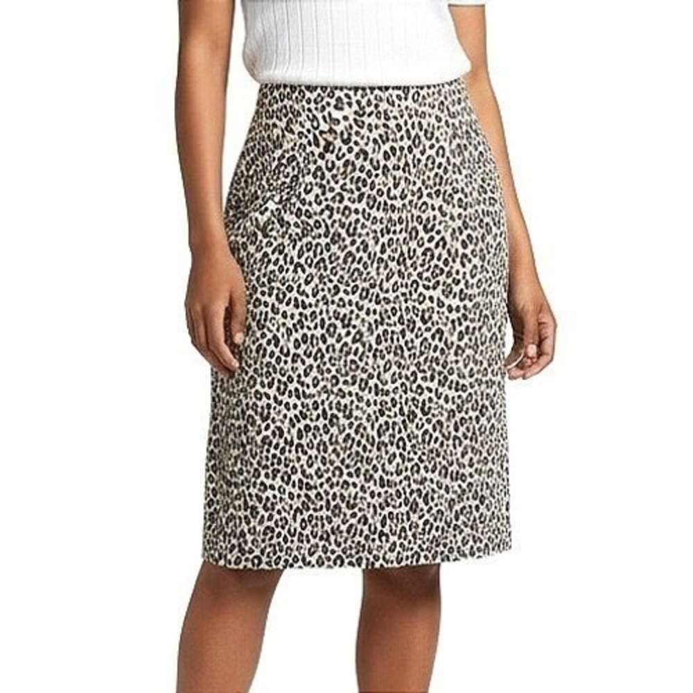 Peck &‎ Peck Leopard Print Pencil Skirt Black White Size 16